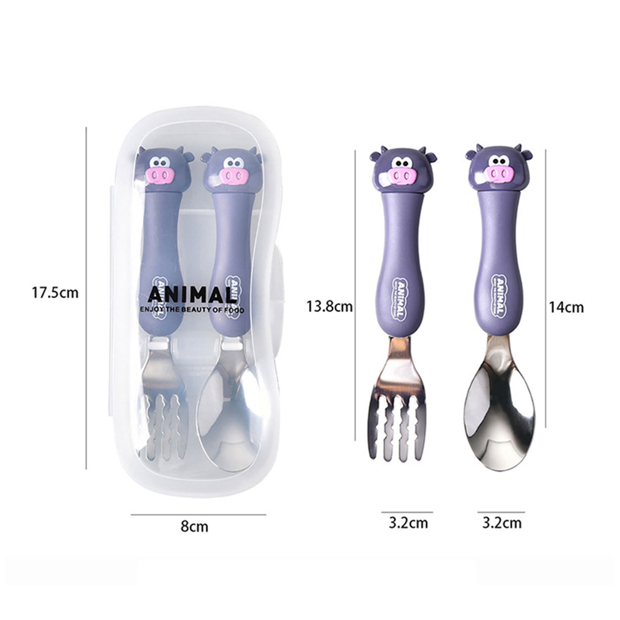 Kids Fork & Spoon Set w/Animals - Eco Carmel