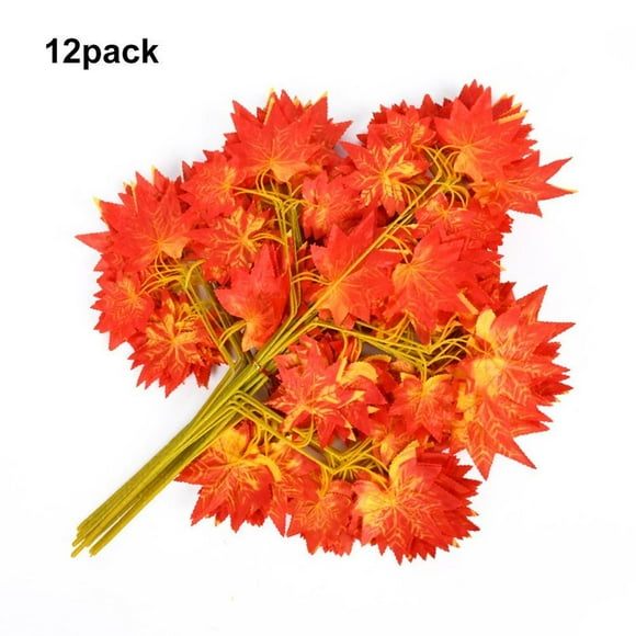 OUSITAID Artificial Maple Leaves Branches Fall Leaves Stems Autumn Eucalyptus Leaves for Thanksgiving Decoration