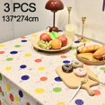 thumbnail image 2 of Manteles de plástico de feliz cumpleaños, paquete de 3 cubiertas de mesa desechables de arcoíris, 137x274cm para Picnic, fiesta de boda y cumpleaños, 2 of 5