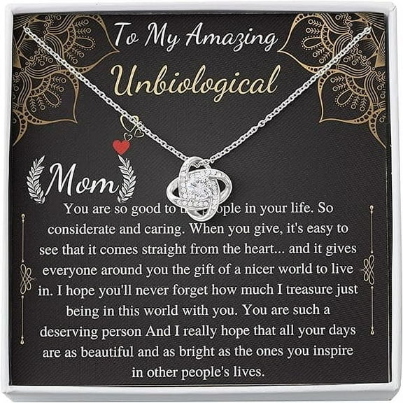 Love Knot Necklace For Step Mom Christmas Gift, Mom Necklace from stepdaughter, Present for Stepmom on birthday gift with personalized message