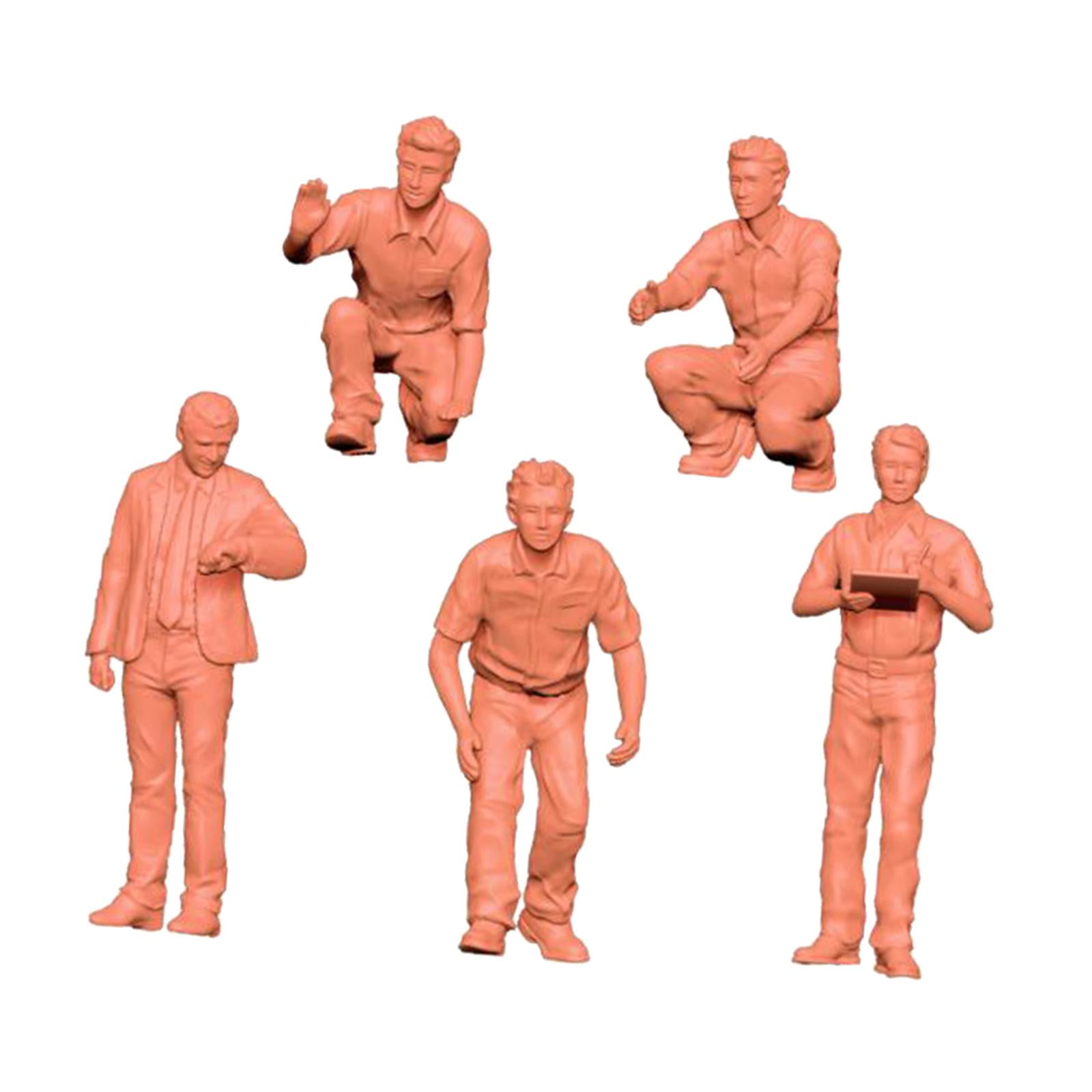 5 Pieces Miniature People Figures Diorama Models Resin Material for Sand Table Scenes and Dollhouses