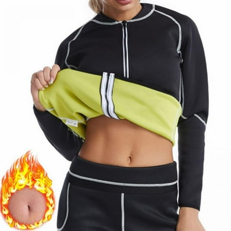 

Popvcly Women Long Sleeve Neoprene Waist Trimmer Sauna Suit Breathable Abdomen Increase Sweating Burning Fitness Corset