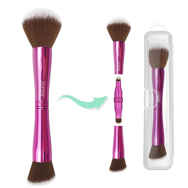Set de brochas de maquillaje JILIER 4 en 1 con funda para líquido, crema y polvo