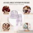 thumbnail image 7 of Lsque Floral Purple Buffalo Plaid Pattern Long Sleeve Pajama Set for Women - Soft 2-Piece Sleepwear and Loungewear Set with Pockets, Comfy Nightwear-Medium, 7 of 7