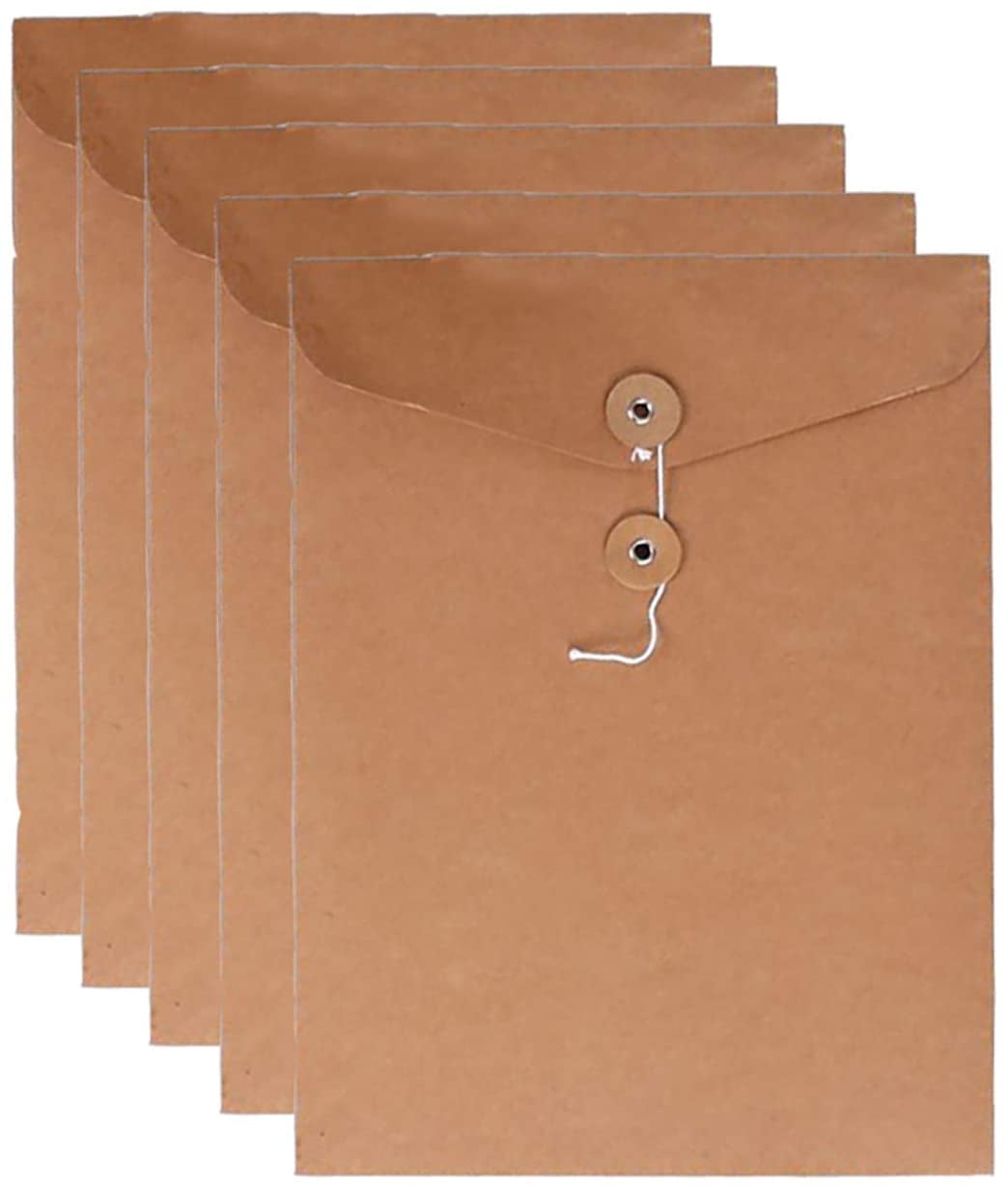 Letter Size Clear Plastic String Envelopes with Expansion File Paper Project Folder Envelope Holder 10Pcs 