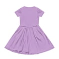 thumbnail image 4 of OIOLOYJM Girls Summer Short Sleeve Dress Cute Flowy Swing Hem Pocket A Line Dress Basic Lightweight Birthday Party Dresses Purple 11-12 Year, 4 of 4