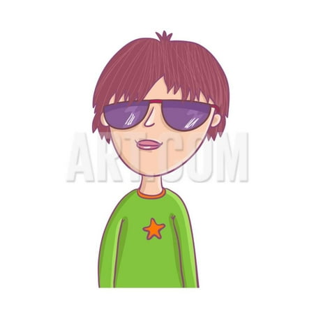Cute Boy in Sunglasses - Cartoon Illustration Print Wall Art By smilewithjul
