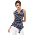 thumbnail image 4 of INSPIRE CHIC Women's Summer Tops Sleeveless V Neckline Wrap Tie Waist Tops S Blue, 4 of 9
