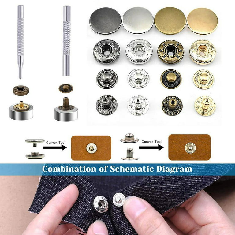 Metal No Sewing Snap Fastener Button Press Bag Clothes Repair Coat DIY Q5K2