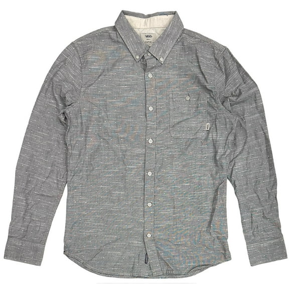 Vans Off The Wall Men's Tressel Woven Button Up Shirt (Small, Grey Heather)