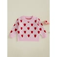 thumbnail image 4 of Miaouyo Toddler Girls Knit Sweater Long Sleeve O Neck Heart Checkerboard Print Pullover Knitwear, 4 of 10