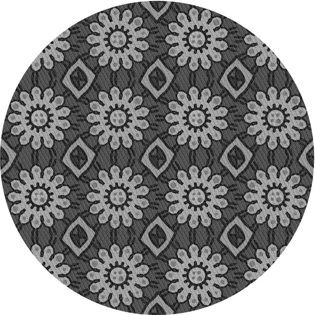 Ahgly Company Machine Washable Indoor Square Transitional Gunmetal Gray Area Rugs, 3' Square