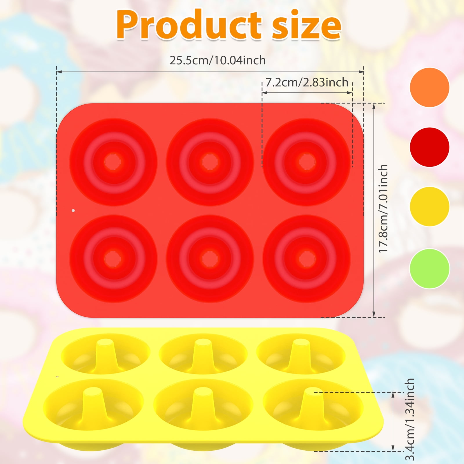 Jetcloudlive 4Pcs Silicone Donut Mold 6 Cavity Non-Stick Donut Pan Easy to Release Muffin Baking Tray Stackable Donut Baking Tin Heat Resistant 4 Colors for Donut Cake Biscuit Bagels
