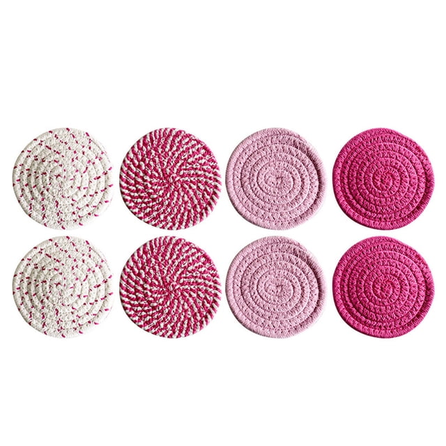 ZZkhGO Woven Coasters Set, 8-Piece Absorbent Drink Coasters, Natural Rope Cup Coasters with Heat Protection up to 210°F for Home Office Kitchen Table
