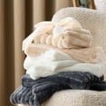 thumbnail image 5 of Fluffy Duvet Cover Set - Ultra Soft Plush Shaggy Comforter Cover Queen Size, Warm Flannel Fleece Bed Sets for Winter, 3 Pieces (Striped Pattern, Linen), 5 of 17