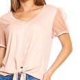 thumbnail image 4 of Blusa Mujer Manga Corta Mesh Rosa Casual Con Amarre rosa CH Incógnita 330666, 4 of 5