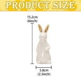 thumbnail image 3 of THHEIC Spring Easter Bunny Figurine, White Ceramic Rabbit Statue 7.2 Inches Tall, Table Centerpiece for Mantel, Shelf, and Home Easter Holiday Decor, 3 of 4