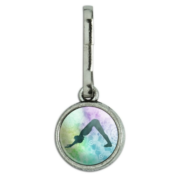 Downward-Facing Dog Yoga Pose Antiqued Charm Clothes Purse Suitcase Backpack Zipper Pull Aid