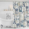 thumbnail image 3 of Eiffel Tower Shower Curtain, Waterproof Shower Curtains for Bathroom, European Architectural Retro Hand-Painted Washable Fabric Bathtub Curtain Set Bath Decor with 12 Hooks Standard 72"x72", 3 of 8