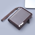 thumbnail image 2 of Fashion Men ID Short Wallet Solid Color Bag Zipper Purse Multiple Card Slots Clutch Bag, 2 of 6