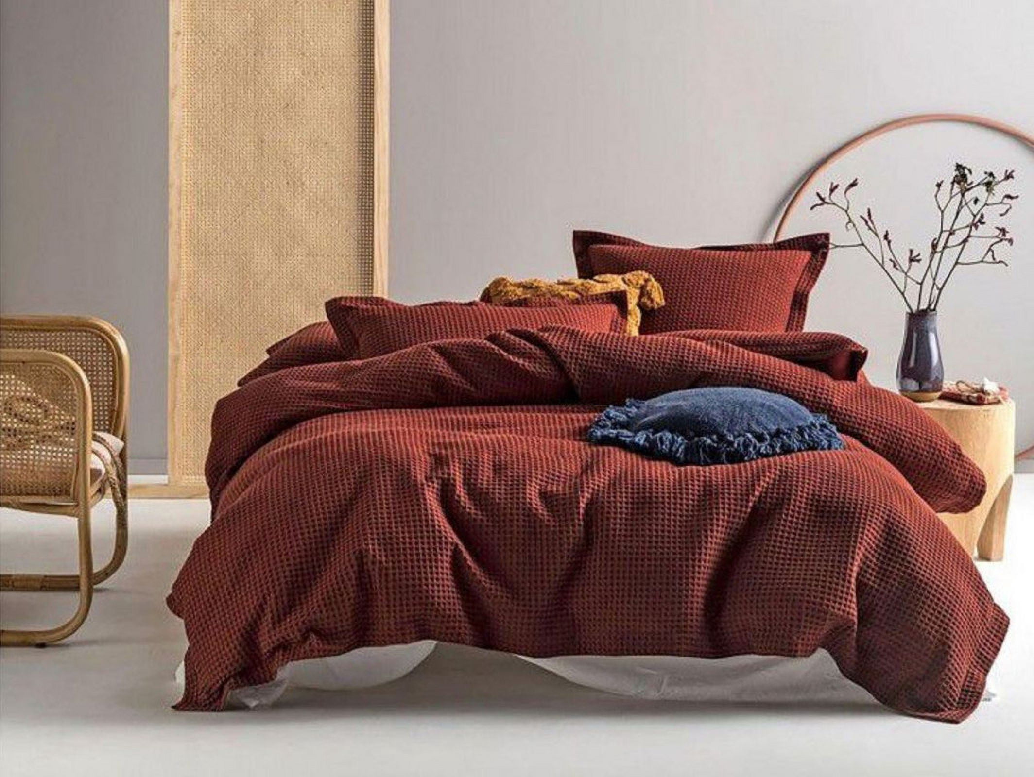 Pavish Export Cotton Waffle Bedding Duvet Cover In Red 3 Pcs Duvet Cover And Two Pillow Case Boho Bedding Custom Sizes Duvet Cover Set King
