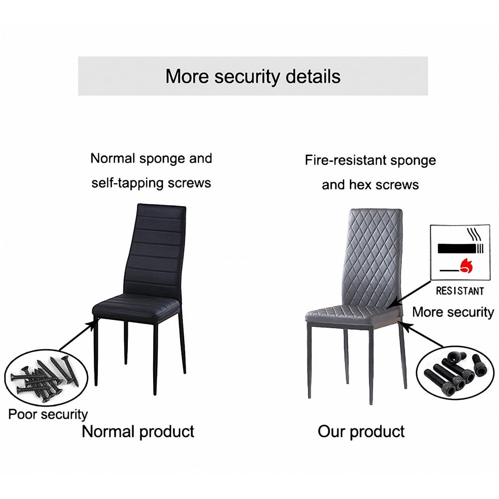 Lowestbest 6Pcs Modern Leather Dining Chairs, Chairs with Cushion High Back Metal Legs, Side Chairs for Kitchen Living Room Bedroom Furniture, White Lowestbest 6Pcs Modern Leather Dining Chairs, Chairs with Cushion High Back Metal Legs, Side Chairs for Kitchen Living Room Bedroom Furniture, White