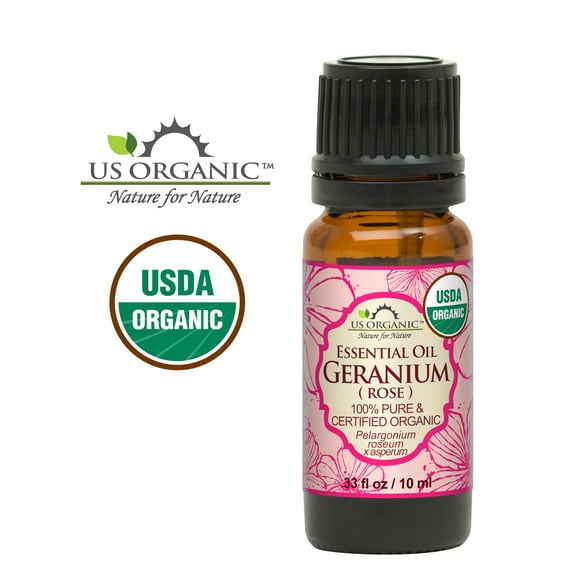 US Organic Rose Geranium Essential Oil, 100% Pure Certified USDA Organic 10ml