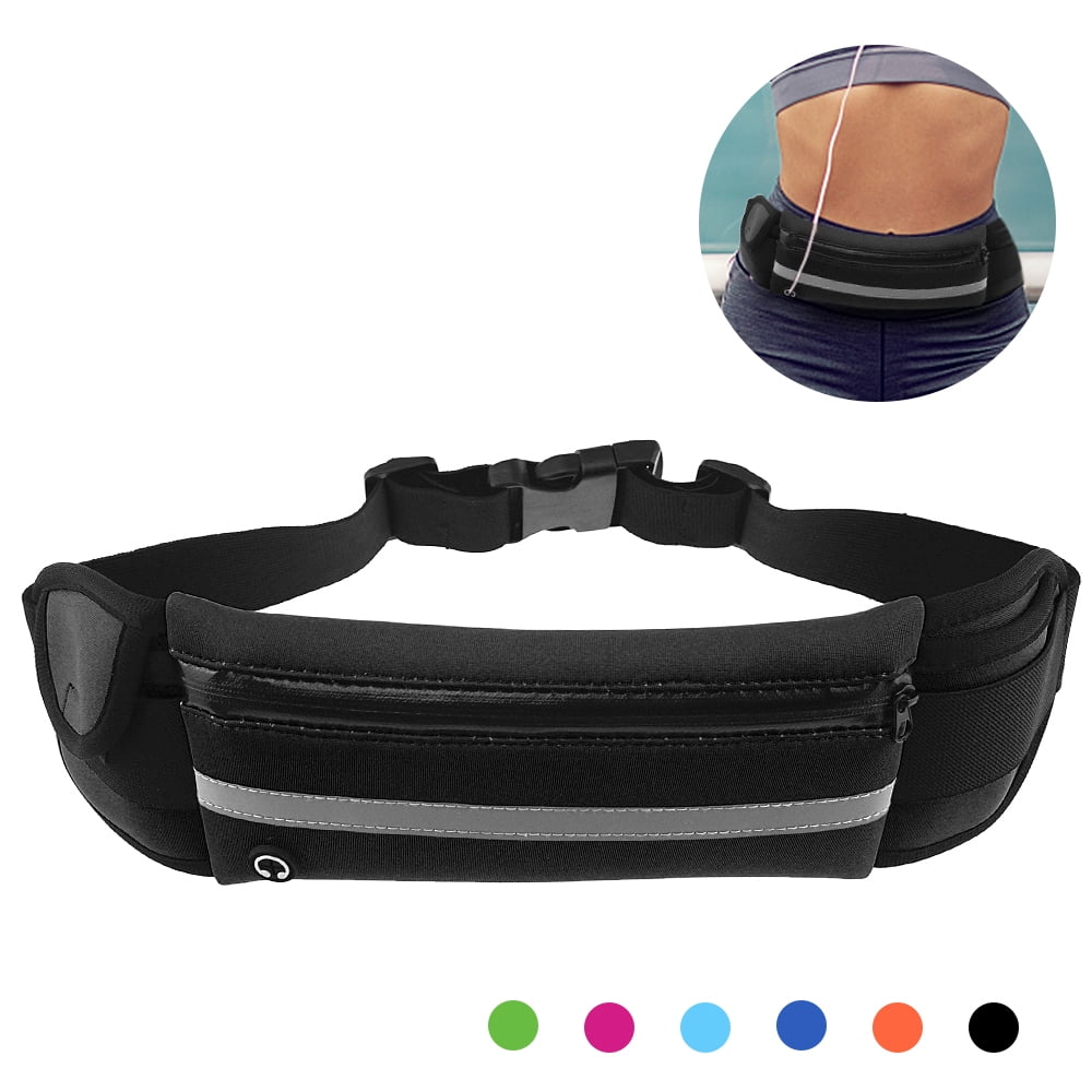 Multi-functional Tactical Camouflage Pockets Outdoor Waterproof Running Belt Waist Pack with Adjustable Elastic Strap and Headphone Hole Ideal for All Mobile Phones