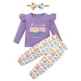thumbnail image 2 of Toddler Girl Clothes Long Sleeves Ruffle Print Top+Floral Pants+Headband 3Pcs Fall/Winter Outfits Set 18M-6T, 2 of 7