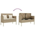 thumbnail image 5 of vidaXL Patio Bench with Cushions Beige Poly Rattan, 5 of 43