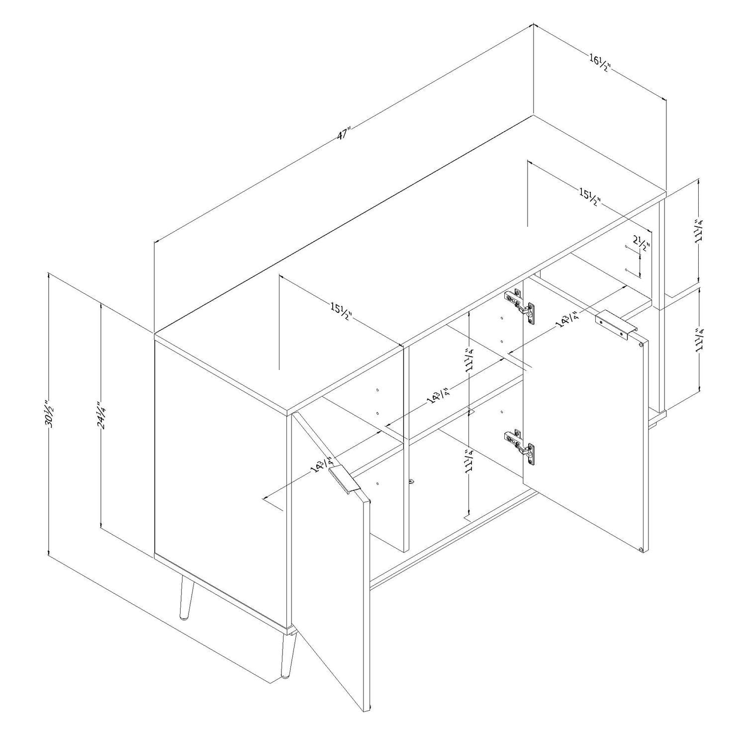 South Shore Mezzy Buffet 2 portes avec rangement ouvert
