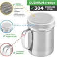 thumbnail image 4 of Powdered Sugar Shaker Duster, 1 Pc Cinnamon Sugar Shakers with Lid and Handle, Fine Mesh Stainless Steel Dredge for Baking Soda Flour Cinnamon Cocoa, 2.36x3.14 Inch, Silver, 4 of 9