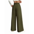 thumbnail image 4 of Corduroy Pants for Women Casual High Waisted One Buttoned Stretchy Loose Fit Wide Leg Pants with Pockets Green XXL, 4 of 9