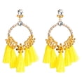 thumbnail image 2 of Pendientes de aleación Minnieouse con colgante de borla en forma de flor amarillo, 2 of 6