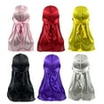 thumbnail image 1 of 6pcs Long Tail Durag Women Men Satin Hat Headscarf Elastic Wide Straps Headwrap, 1 of 6