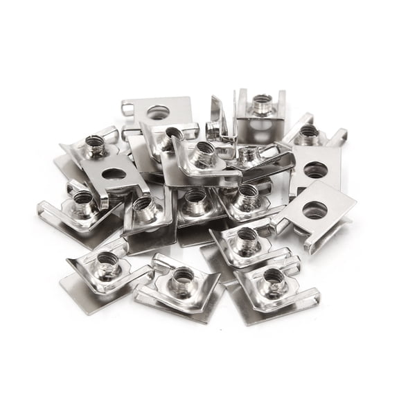 Unique Bargains 20Pcs 6mm Thread Metal Fastener U-Type Clips Retainers Rivets for Car Bumper