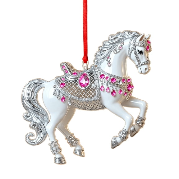 Chanana Horse Ornament, 2D Acrylic Rhinestone Colorful Horse Ornaments for Christmas Tree Horse Gifts for Women Girls Horse Lovers Equestrian Gifts Crystal Christmas Ornaments