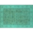 thumbnail image 1 of Ahgly Company Machine Washable Indoor Rectangle Oriental Turquoise Blue Traditional Area Rugs, 2' x 5', 1 of 4
