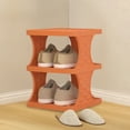 thumbnail image 6 of 2-Tier Vertical Shoe Rack, Freestanding Stackable Multi Layer Shoe Rack, Portable pp Plastic Shoe Organizer, For Entryway, Hallway Closet, Bedroom（Orange）, 6 of 6