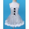 thumbnail image 5 of iEFiEL Girls Christmas Snowman Costume Velvet Puff Sleeves Ballet Tutu Dress Leotard A-White 4, 5 of 7