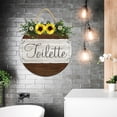 thumbnail image 4 of Eveokoki Toilette Bath Front Door Sign Funny Wreaths Hanging Wooden Plaque Decoration Round Rustic Wood Farmhouse Porch Decor for Home Front Door Decor, 11 x 11 Inch, 4 of 5
