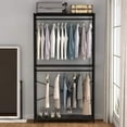 thumbnail image 3 of Tribesigns Free-standing Closet Organizer with 3 Storage Shelves and 2 Hanging Rod, Large Standing Clothes Garment Rack, 3 of 7