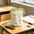 thumbnail image 3 of Large Capacity Folding Pencil Case, Cylinder Stand-Up Pen Pouch with Flip Top, Canvas Stationery Organizer Bag for Office Travel and Daily Use, 3 of 7