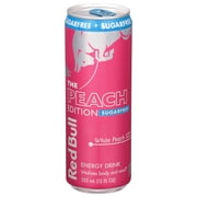 Red Bull Peach Edition Sugarfree Energy Drink, White Peach, 12 fl. oz. can, 114mg Caffeine