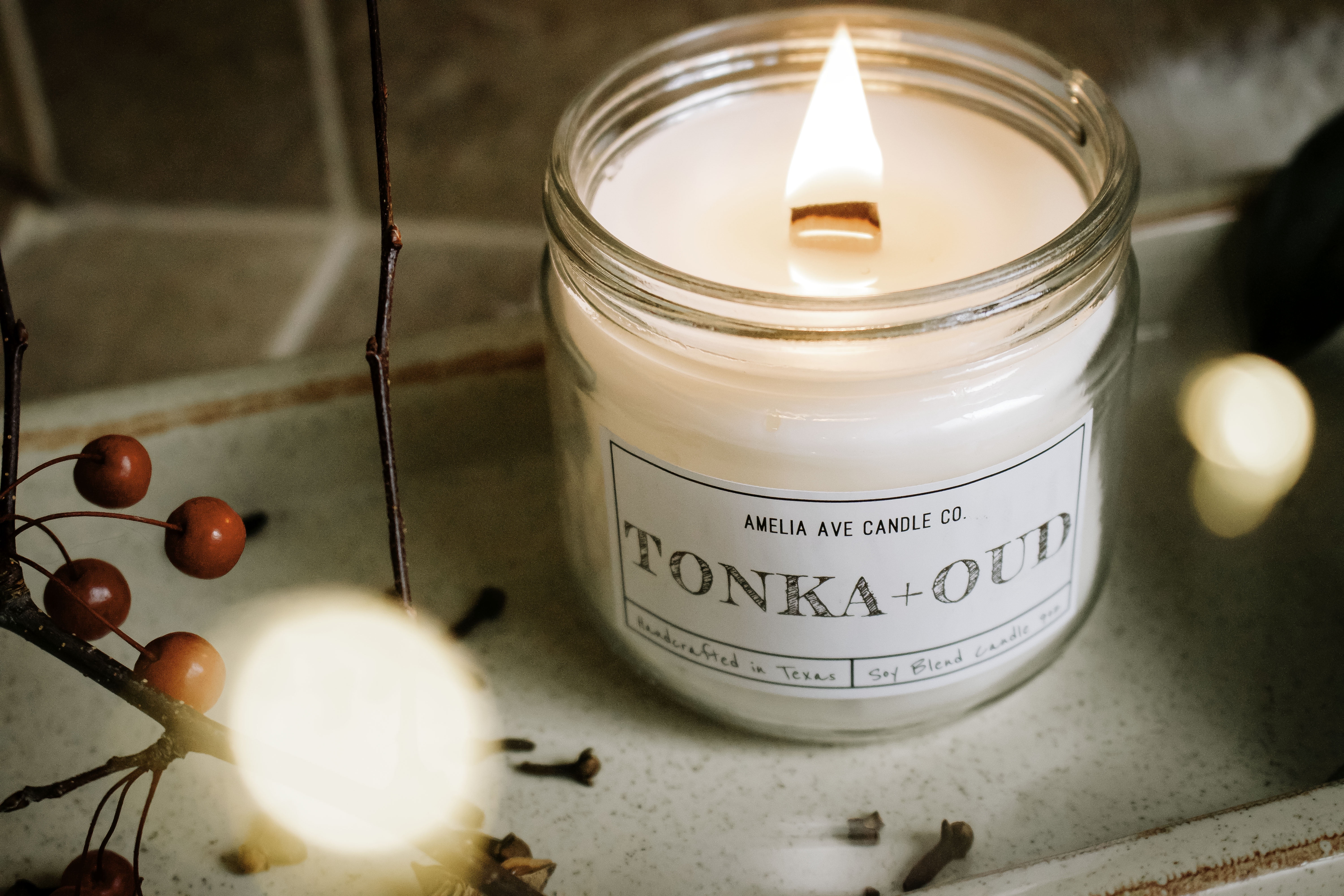 Tonka + Oud Soy Blend Wooden Wick Candle