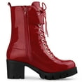 thumbnail image 5 of Unique Bargains Women's Zipper Platform Chunky Heel Combat Boots, 5 of 5