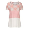thumbnail image 4 of Wycnly Womens Shirts V-Neck Short Sleeve Color Patchwork Summer Cute Tops Sexy Hollowed Lightweight Pleated Swing Tunic Blouses Pink s Clearance Clothes, 4 of 7