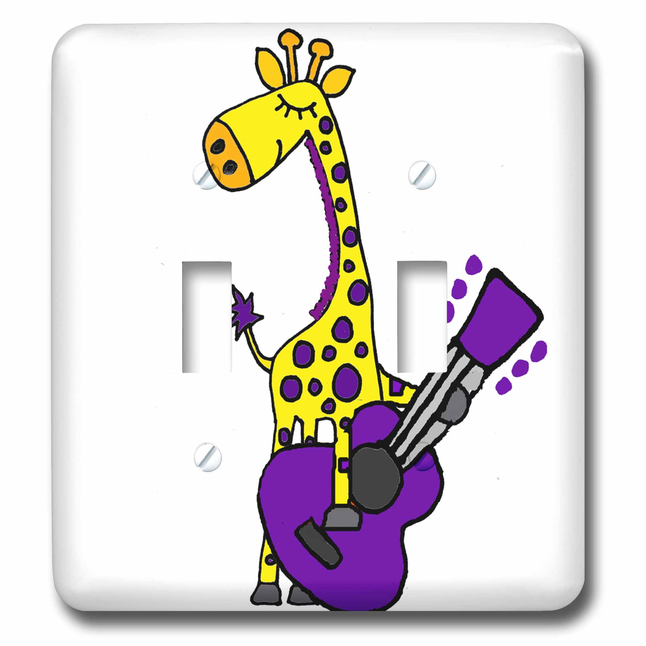 3dRose Cute Funny Giraffe Playing Guitar Musical Cartoon Double