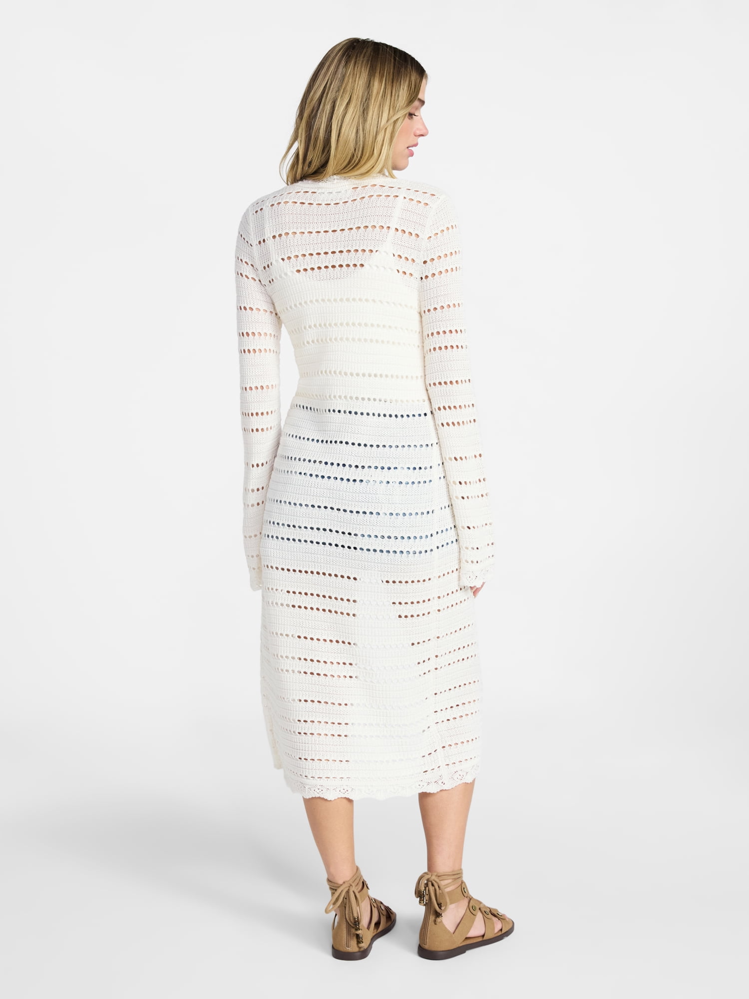 No Boundaries Tie Front Pointelle Duster, Womens