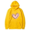 thumbnail image 4 of BLTIBY Valentine's Day Sweatshirt for Women Hooded Autumn Spring Funny Love Heart Graphic Valentines Shirt Casual Valentines Round Neck Long Sleeve Pullover Tops Yellow M, 4 of 4